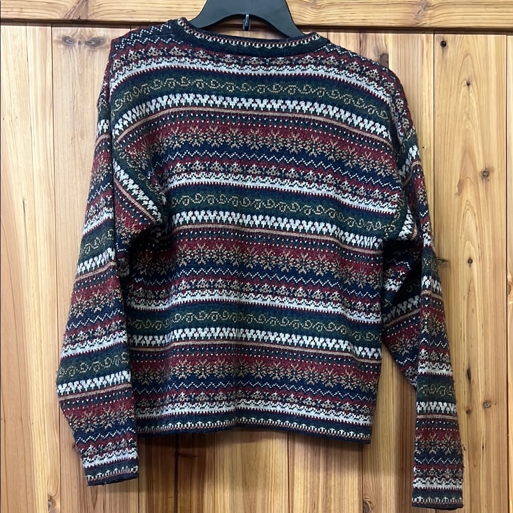 Daniel Hechter Red and Green Fair Isle Cardigan Sweater - Picture 5 of 5
